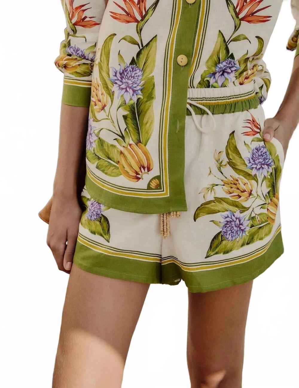 NEW FARM RIO linen ecovero travel shorts in green - Picture 6 of 6